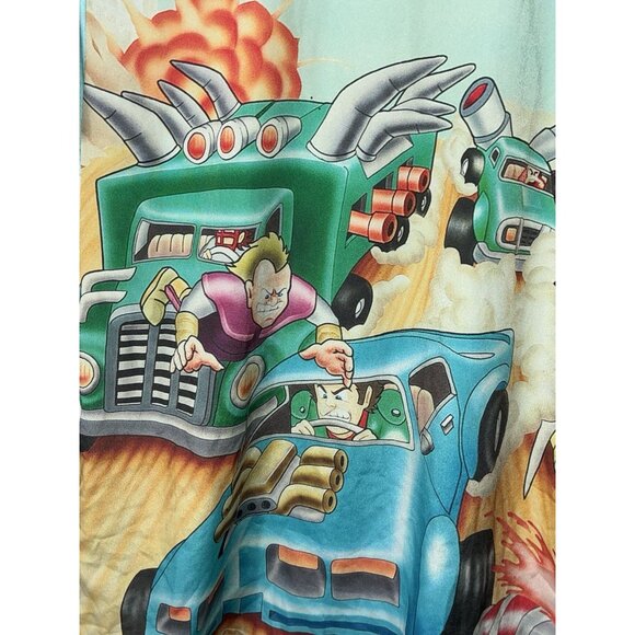 Rare Capcom X Galaxy The Speed Rumbler Arcade AOP T Shirt Blue Retro Japanese - Picture 2 of 4